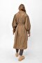 Mink Women's Balloon Sleeve Slit Buttoned Belted Oversized Long Seasonal Trench Coat 2113 - 4
