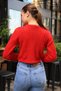 Round Crew Neck Long Sleeve Hair Braided Openwork Hole Seasonal Knitwear Short Sweater - 2
