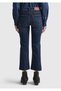 Women's Indigo Stretch Cotton Cutout Wide Leg Denim Pants - 2