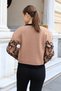 Round Crew Neck Long Sleeve Wide-Neck Floral Jacquard Pattern Color-Blocked Winter Knitwear Sweater - 2