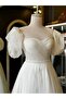 Glittery Maxi Length Draped Helen Wedding Dress - White - 3