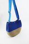 Cobalt Blue Straw Women's Shoulder Bag with Snap Closure 26X21X11 cm - 5