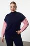 Multi-Colored Sleeve Striped Woven Mixed Knitwear Sweater Tbbaw24An00017