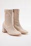 Beige Stretch Zippered Women's Block Heeled Boots Takaw25Bo00001 - 3