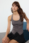 Anthracite Fitted Bow Detailed Woven Vest Twoaw25Ye00070 - 2