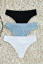 Black-White-Blue 3-Pack Seamless/Seamless Thong Knitted Panties Thmaw25Ku00021 - 3