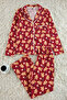 Bordo %100 Pamuklu Yılbaşı Temalı Biyeli Örme Pijama Takımı THMAW22PT1204 - 2
