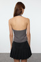 Anthracite Fitted Bow Detailed Woven Vest Twoaw25Ye00070 - 5