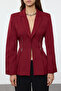 Bordo Fermuar Detaylı Dokuma Blazer Ceket TWOAW25BC00010 - 2