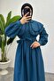 Petrol Blue Shoulder Lace Dress - 3