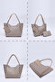 Monogram Printed Mink Shk108 Women's Hand and Shoulder Bag with Snap Fastener Faux Leather Wallet and Makeup Bag - 8