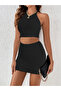 Women's Mini Erer Crop Knitwear Set - Sleeveless - 2
