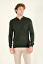 Men's Half Zip Polo Collar Sweater Green - 4
