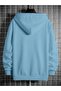 Blue - Triangular Print Hooded Oversized Sweatshirt - 2