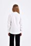 Girl's Slim Fit Bengalin Long Sleeve Basic Plain White School Shirt 3146698 - 6