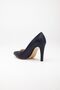 Women's Stiletto Thin Heeled Navy Blue Faux Leather Shoes - 5