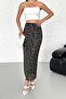 Midi Length Black Floral Patterned Tulle Skirt - 7