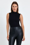 Women's Black Half Turtleneck Cotton Viscose Sleeveless Bodysuit - 6