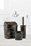 Bathroom Set Trash Can WC Toilet Brush Mug Set of 3 Black Marble Patterned Odorless Bathroom Set - 2