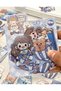 Cute Girl and Her Cute Friends Large Size 24 Pieces Transparent Blue Package Pet Sticker/Label/Decal - 7