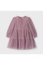 Girl's Gold Detail Tulle Long Sleeve Dress Pink L24K4910