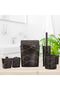 Bathroom Set 5-Piece Trash Can WC Toilet Brush Mug Soap Dish Brush Holder 5-Piece Black Marble Patterned - 2