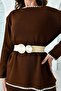 Women's Round Buckle Detailed Straw Belt 1919 - 7