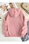 Unisex Pink Airplane Printed 3 Thread Hooded Hoodie Sweatshirt - 2