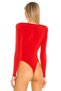 Women's Red Deep Decolleté Silk Jersey Bodysuit - 4