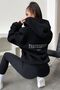 Thatssofetch Thick Cardigan - Black Printed Winter Oversize Hooded Zip Pocket Cardigan