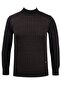 Men's Half Turtleneck Knitwear Black Sweater Patterned Steel Knit Classic Fit - 5002B