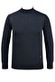 Men's Half Turtleneck Knitwear Navy Blue Sweater Patterned Steel Knit Classic Fit - 5002B