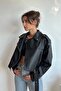 Oversize Women's Black Biker Leather Jacket - 4