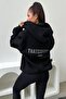 Thatssofetch Thick Cardigan - Black Printed Winter Oversize Hooded Zip Pocket Cardigan - 6