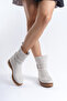 Women's Special Design Oval Toe Buckle Detailed Suede Boots - 3