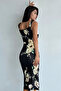 Women's Rose Patterned Meterage Printed 2 Thread Midi Length Dress - 6