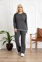 Women's Large Size White Stripe Detailed Lycra Camisole Tracksuit Set 24157 - 8