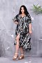 Double Breasted Neckline Elastic Waist Print Dress - 2
