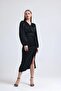 Satin Front Gathered Slit Midi Dress