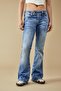 Classic Denim Color Blue Low Waist Flare Jeans