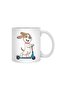 Dog as Biker with Scooter White Mug, Gift, Dowry, Presentation Holder - 2