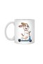 Dog as Biker with Scooter White Mug, Gift, Dowry, Presentation Holder