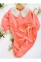 Baby Girl Seasonal Brode Collared Unprinted Basic Shoulder Ruffle Detailed Double Baby Girl Set