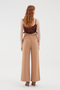 Elastic Waist Wide Leg Trousers Beige - 5