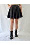 Women's Black Leather Mini Bell Skirt - 2