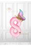 Butterfly Pink Number Foil Balloon - Pink Number - Gold Butterfly Foil Balloon Age 8
