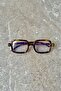 Unisex Women Men Blue Light Protected Blue Block Leopard Transparent Square Rectangle Black Sunglasses - 2