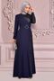Navy Blue Hijab Evening Dress - Sequin Detailed, Fashion Clothing 2524 - 2
