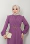 Hijab Evening Dress - with Chain Belt, Fashion 2646 Lilac - 3