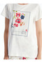 LCW DREAM Women's Capri Pajamas Set - Crew Neck, Printed, Short Sleeve - 5